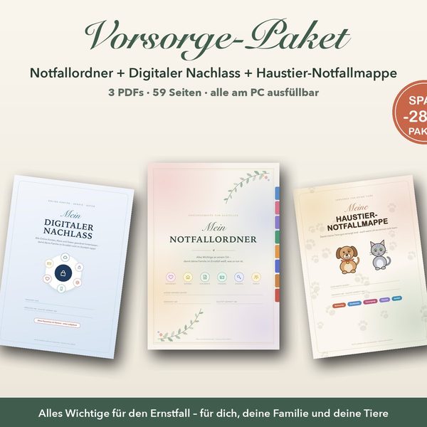 Vorsorge-Paket (3 Mappen) – Vorschau der Vorlage