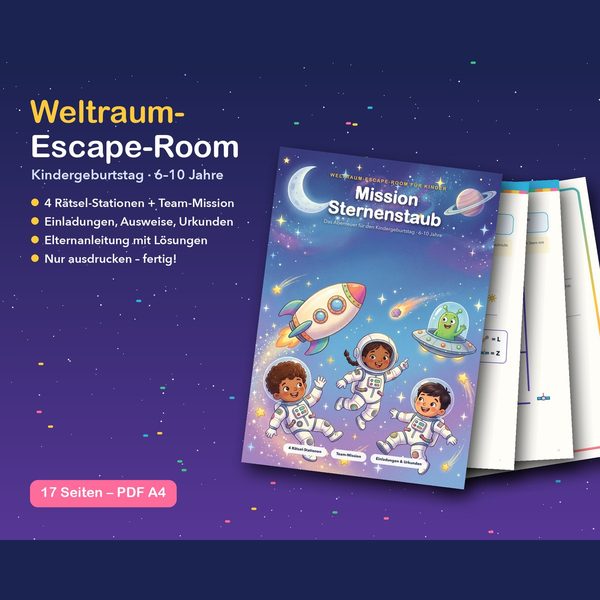 Weltraum-Escape-Room (6–10 Jahre) – Vorschau der Vorlage