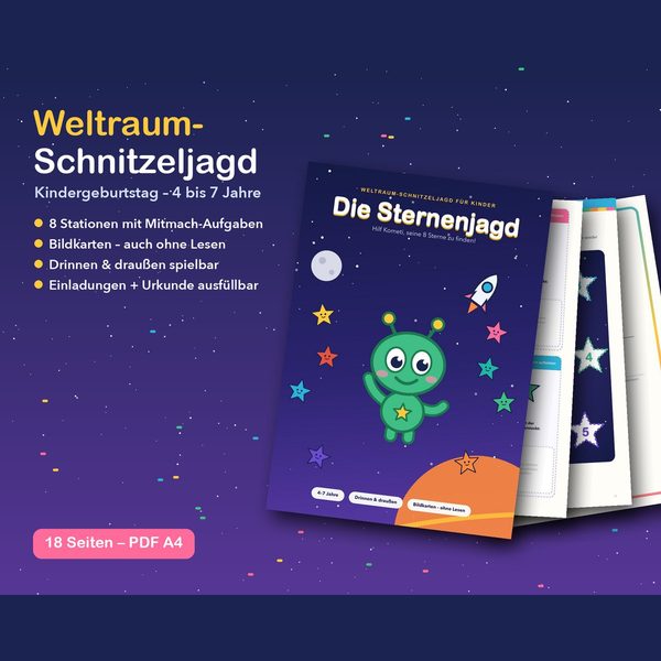 Weltraum-Schnitzeljagd (4–7 Jahre) – Vorschau der Vorlage